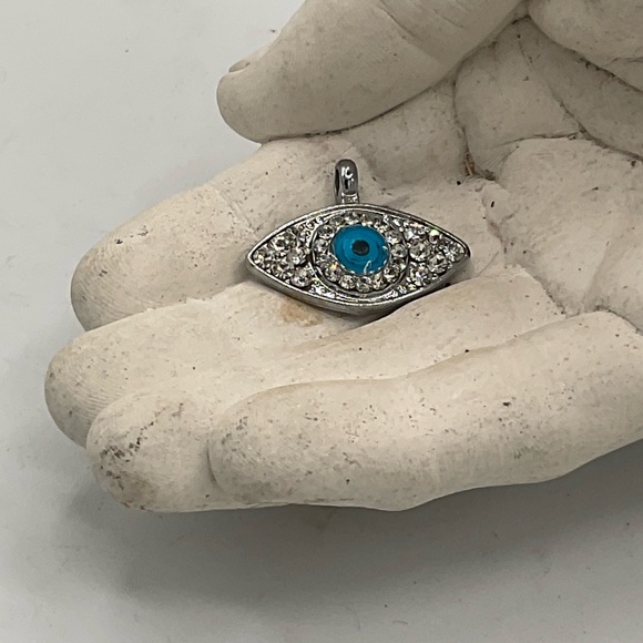 Unbranded Jewelry - “EVIL EYE” Silver Costume Jewellery Rhinestone Pendant